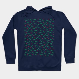 Christmas branches and stars - green and red Hoodie